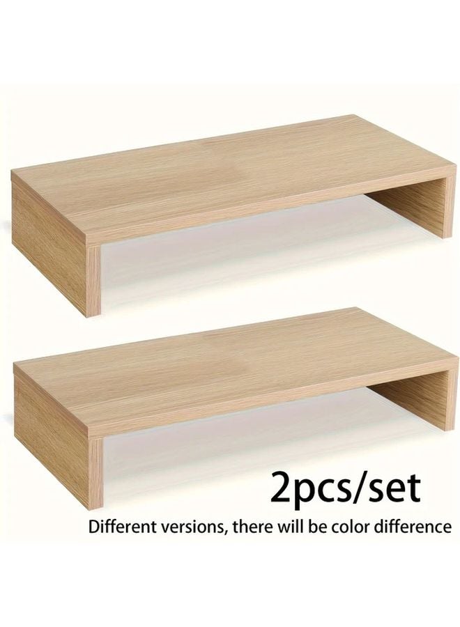 حامل شاشة خشبي مرتفع مع منظم لوحة مفاتيح مثبت على المكتب للكمبيوتر أو الكمبيوتر المحمول أو التلفزيون - Image 1