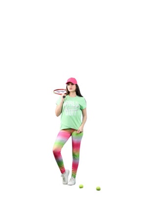 A two-piece girls' sports set, a light green T-shirt and green pants in pink - pzsku/ZC9381C5B51A7FADBC688Z/45/_/1716624429/7a0fa74f-4f0f-4f47-994c-db3a241946fe