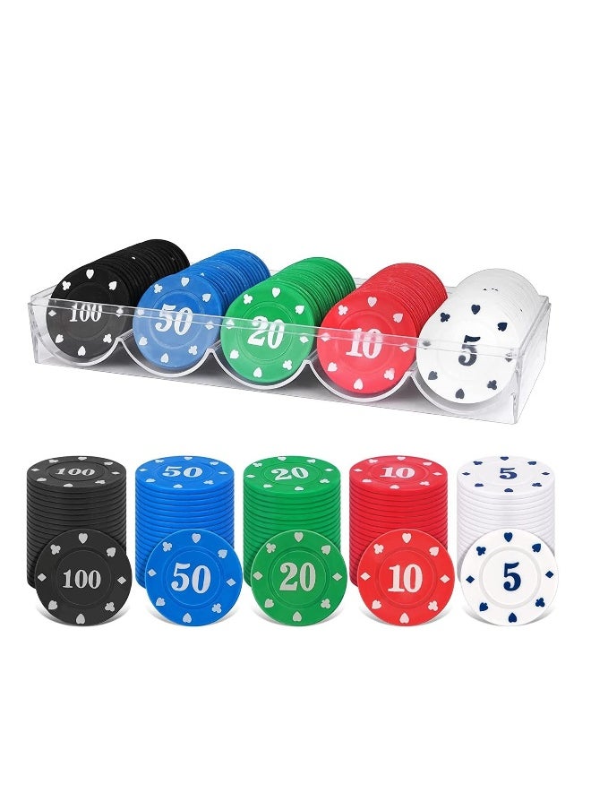 Round Chips Learning Toys with Storage Box, 100 Pcs/Set 5 Color Round Chips Counting Numbers Teaching for Crafts Decoration, Plastic Counting Chips for Math  - Image 1