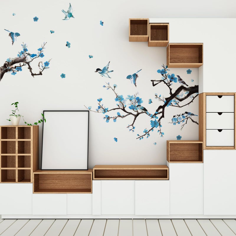 Zonon Zonon 6 Pieces Flowers Wall Decals Vinyl Dragonflies Flowers Wall Stickers Removable Floral Wall Murals Peel and Stick Colorful Flower Wall Decor for Bedroom Living Room Nursery(Birds)  - Image 3