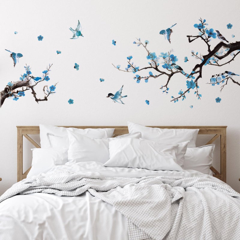 Zonon Zonon 6 Pieces Flowers Wall Decals Vinyl Dragonflies Flowers Wall Stickers Removable Floral Wall Murals Peel and Stick Colorful Flower Wall Decor for Bedroom Living Room Nursery(Birds)  - Image 4