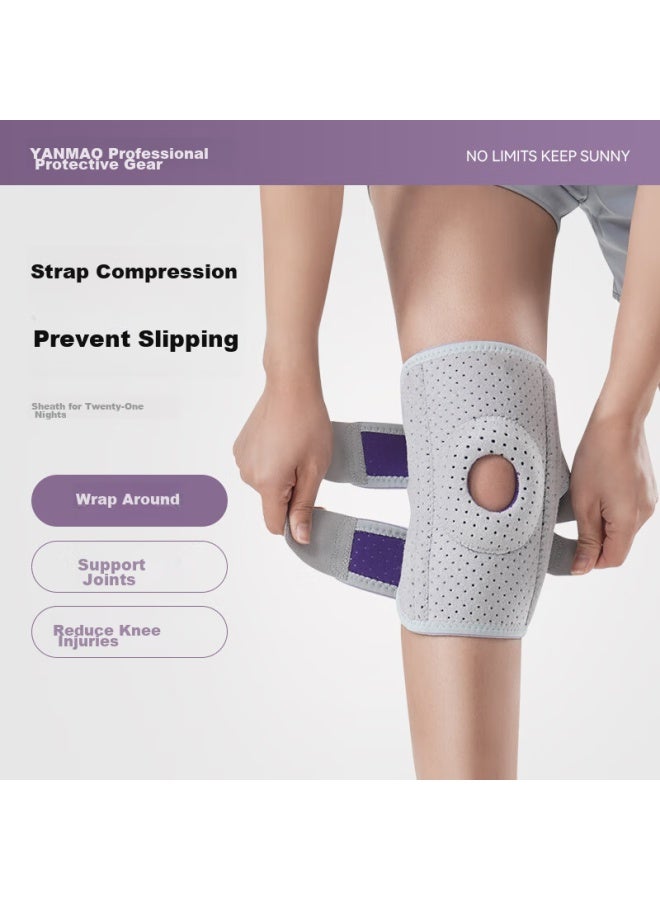 Yanmao Sports Knee Brace For Men, Hiking-specific Patellar Strap, Professional Squatting And Running Knee Support, Summer, 1 Pair, Gray - Image 2