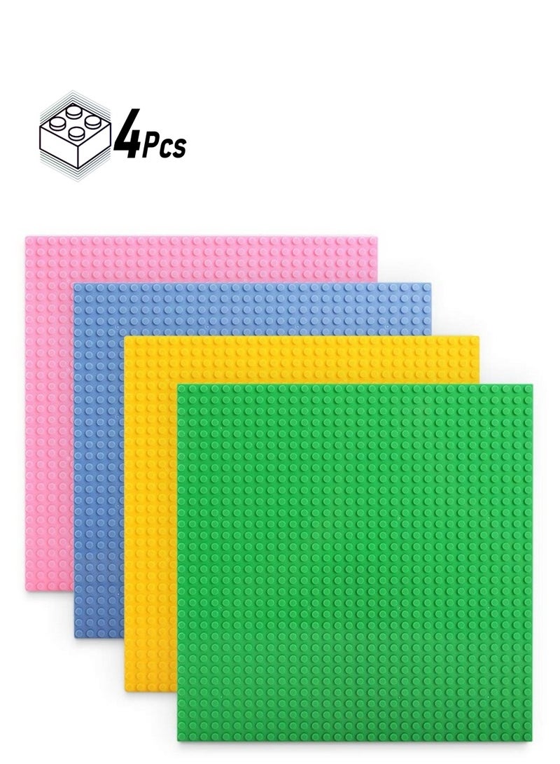 Lekebaby Classic Baseplates Building Blocks Set Base 100% Compatible With Major Bricks Brands10X10 Inch Flat Bottom Baseplates Pack Of 4 Macaron - Image 1