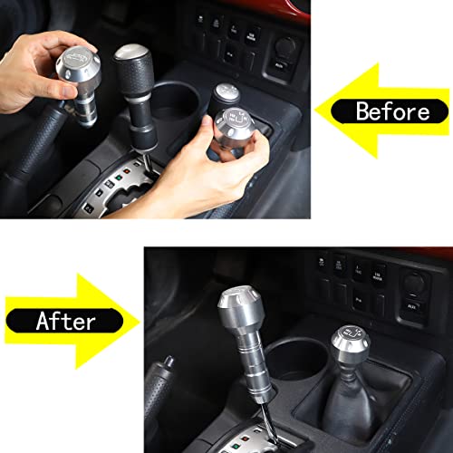 HIRUFAIT Car Shifter Knob Stick Head Replacement for Toyota FJ Cruiser 2007-2021 Accessories, Aluminum Alloy Automotive Gear Shift Handle Lever Head Replacement Interior Decoration (Silver) - Image 4