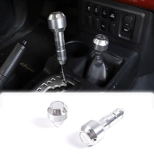 HIRUFAIT Car Shifter Knob Stick Head Replacement for Toyota FJ Cruiser 2007-2021 Accessories, Aluminum Alloy Automotive Gear Shift Handle Lever Head Replacement Interior Decoration (Silver) - Image 1