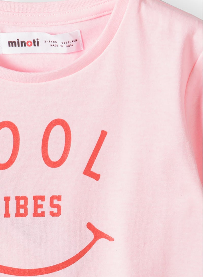 MINOTI Girls Short Sleeve T-Shirt with Glitter Detail  - Image 3