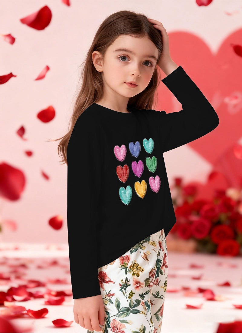 Grezea Valentines Shirts for Girls Toddler Cute Love Heart Long Sleeve Casual Tee Tops - Image 5
