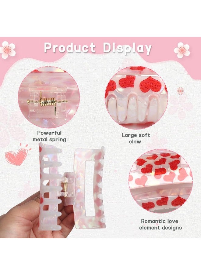 ZEYER Valentine'S Day Hair Clips For Women Large Romantic Red Heart Hair Claw Clips For Women Thin Thick Curly Hair Big Acrylic Clipsstrong Hold Jaw Clips Valentine'S Day Hair Accessories1Pcs - Image 3