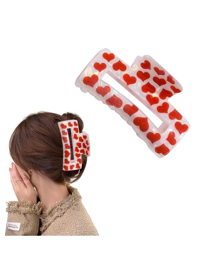 ZEYER Valentine'S Day Hair Clips For Women Large Romantic Red Heart Hair Claw Clips For Women Thin Thick Curly Hair Big Acrylic Clipsstrong Hold Jaw Clips Valentine'S Day Hair Accessories1Pcs - Image 1