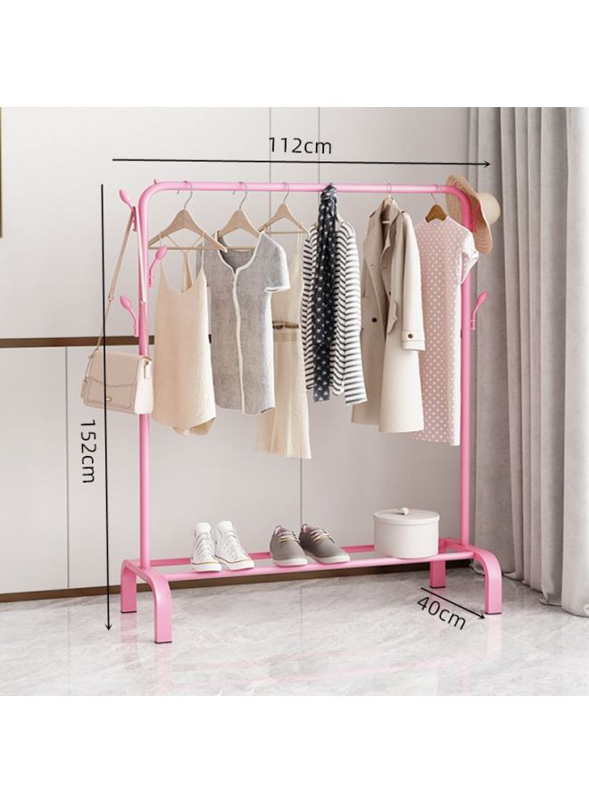 Bold Hanger Floor Drying Rack Household Indoor Folding Vertical Clothes Shelf Simple Wardrobe Storage-Color:Pink  Coat Rack Length 1.122m  - Image 1