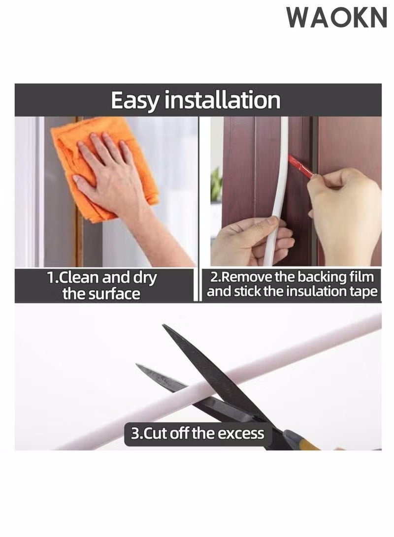 WAOKN Anti theft door sealing strip, bedroom door soundproof and windproof, self-adhesive window leak proof and windproof sealing strip, 600cm brown door rubber sealing strip, self-adhesive rubber door insulation sealing strip, door frame window soundproof door strip. - Image 5