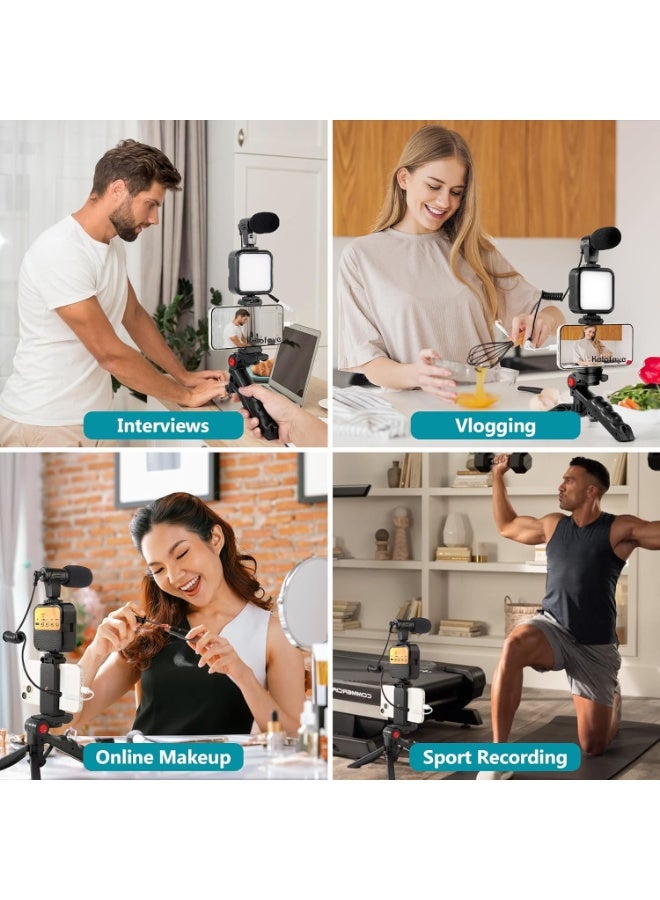 Complete Vlogging Kit for iPhone & Android – Tripod Stand, LED Video Light, Cardioid Microphone, Phone Clip – Perfect for Live Streaming, Video Calls & YouTube - Image 5