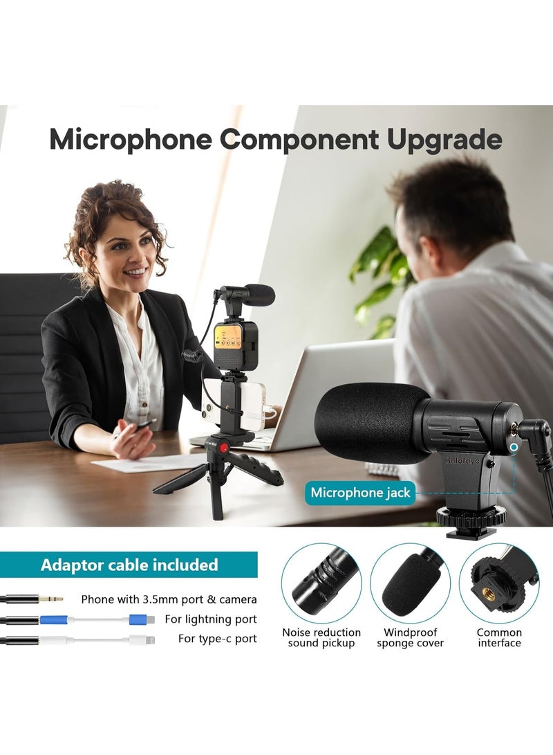 Complete Vlogging Kit for iPhone & Android – Tripod Stand, LED Video Light, Cardioid Microphone, Phone Clip – Perfect for Live Streaming, Video Calls & YouTube - Image 4