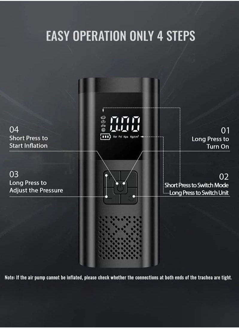 EzzySo - مضخة نفخ الإطارات ضاغط الهواء المحمولة 150 رطل لكل بوصة مربعة نفخ سريع مع شاشة LCD مزدوجة [طاقة لاسلكية وقوية] مضخة إطارات كهربائية لإطارات السيارة والدراجات النارية والكرة - Image 1