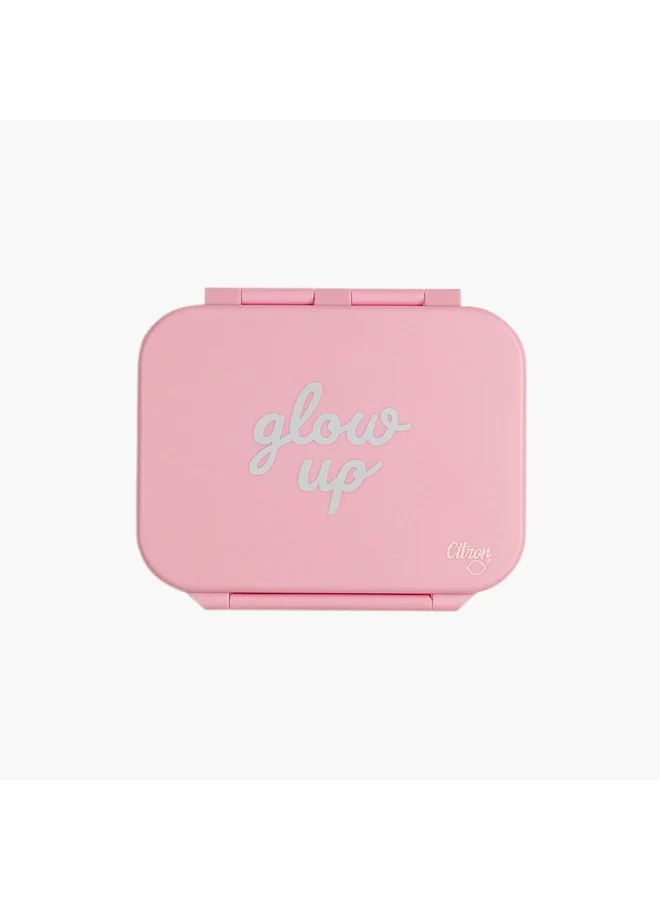 Citron Lunch Box-Glow Up-350Ml-3 Cmprt-Square (Tritan) Pink \ 15.92X13.5X5