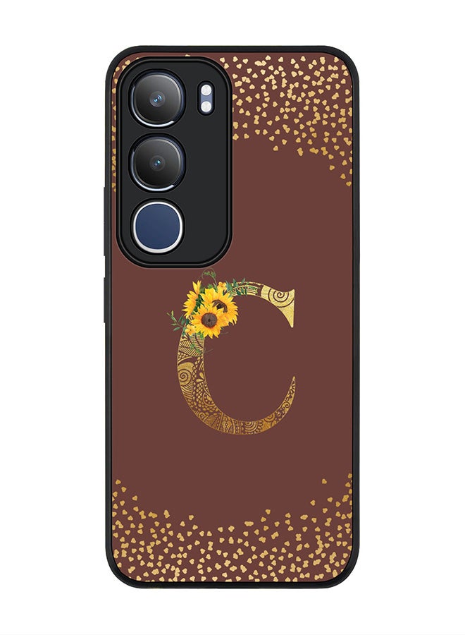 Stylizedd For vivo Y19s / Y19s Pro Case,Slim fit Camera Protection, Shockproof Thin Phone cover  - Custom Floral Monogram - C  (Brown )