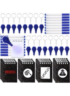 Fumete 48 Pcs Spy Detective Party Favors With Invisible Ink Pens Uv Mini Keychain Flashlight And Spiral Mini Notebooks For Escape Room Birthday Party Supplies Pinata Stuffers (Mysterious)  - Image 1