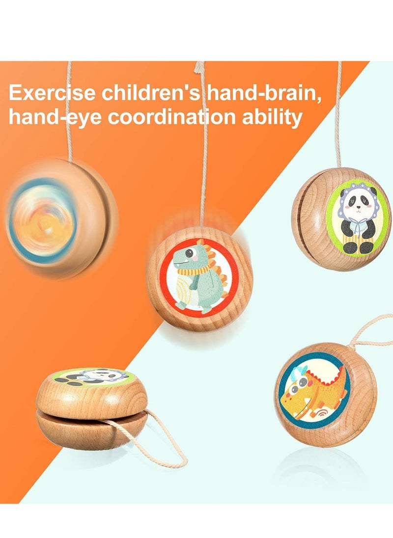null - 3 Pieces Beginner Responsive Yoyo Ball Classic Responsive Ball Crocodile Panda Dinosaur Premium Wooden Yoyo Dual-Sided for Birthday Party Prizes Suitable for Beginners Adults and Children - Image 1