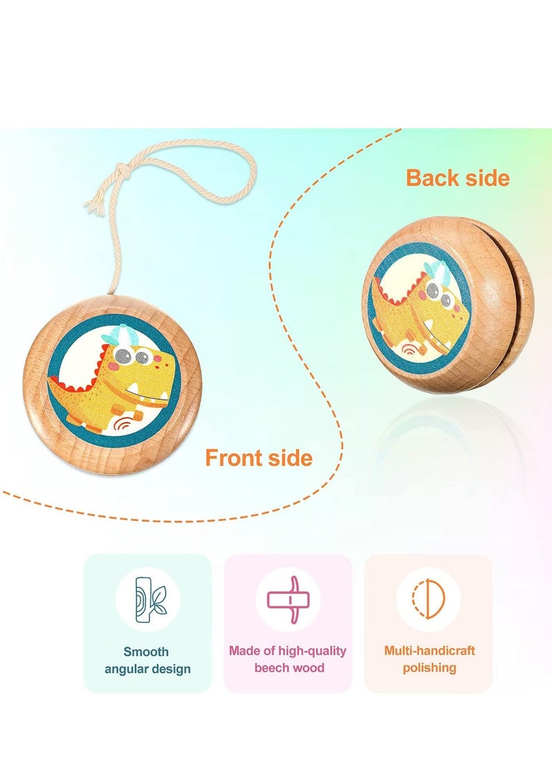 null - 3 Pieces Beginner Responsive Yoyo Ball Classic Responsive Ball Crocodile Panda Dinosaur Premium Wooden Yoyo Dual-Sided for Birthday Party Prizes Suitable for Beginners Adults and Children - Image 1
