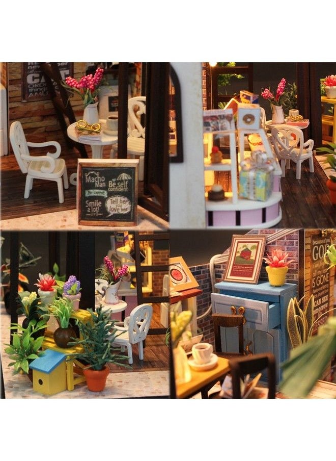 MAGQOO Miniature Dollhouse Tiny Dollhouse Tiny House Kit Tiny Dollhouse Kit Diy House Kit Diy Dollhouse Kit Diy Miniature Dollhouse Kit Creative Room With Furniture (Coffee House Dust Proof Included)  - Image 4