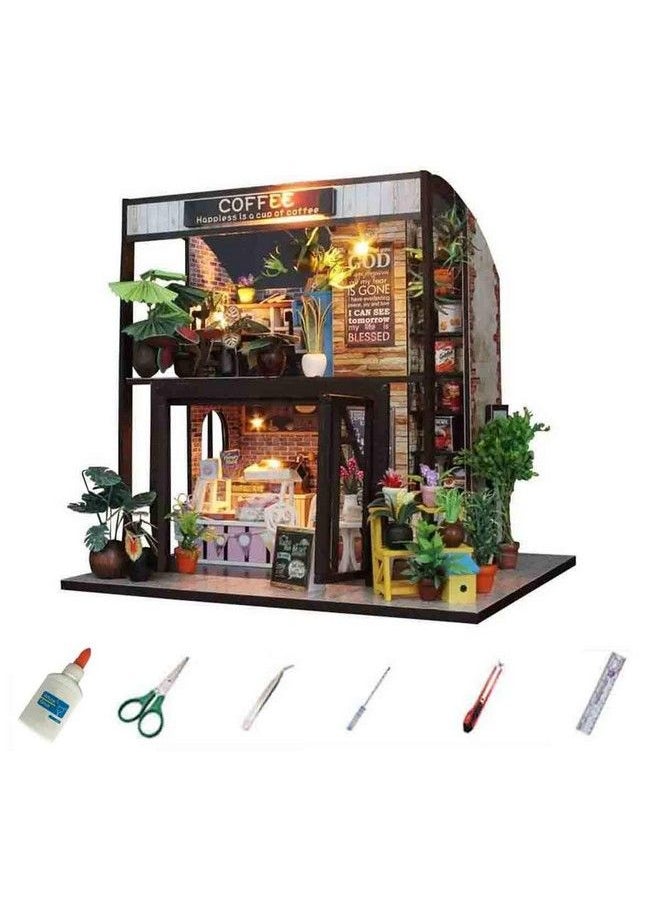 MAGQOO Miniature Dollhouse Tiny Dollhouse Tiny House Kit Tiny Dollhouse Kit Diy House Kit Diy Dollhouse Kit Diy Miniature Dollhouse Kit Creative Room With Furniture (Coffee House Dust Proof Included)  - Image 2