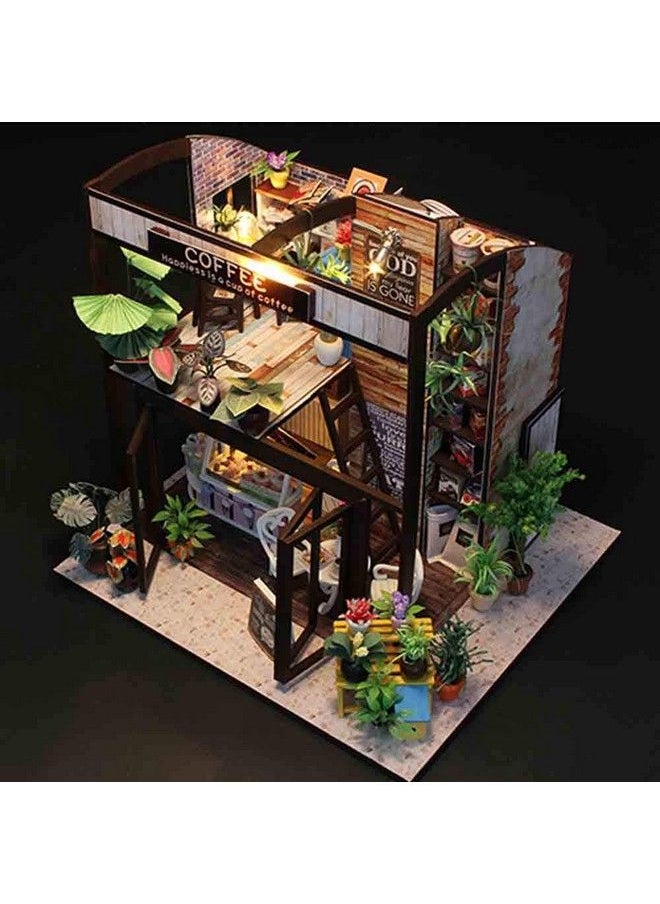 MAGQOO Miniature Dollhouse Tiny Dollhouse Tiny House Kit Tiny Dollhouse Kit Diy House Kit Diy Dollhouse Kit Diy Miniature Dollhouse Kit Creative Room With Furniture (Coffee House Dust Proof Included)  - Image 3