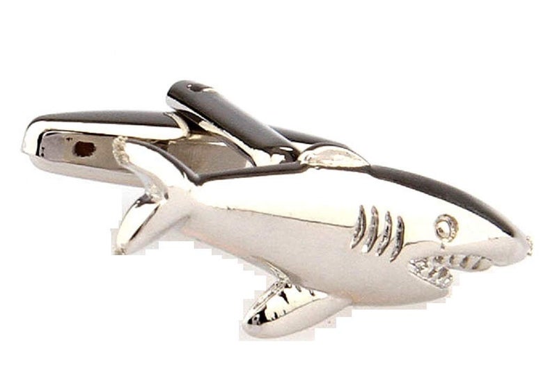 MRCUFF Shark Great White Cufflinks with a Presentation Gift Box & Polishing Cloth - Image 1