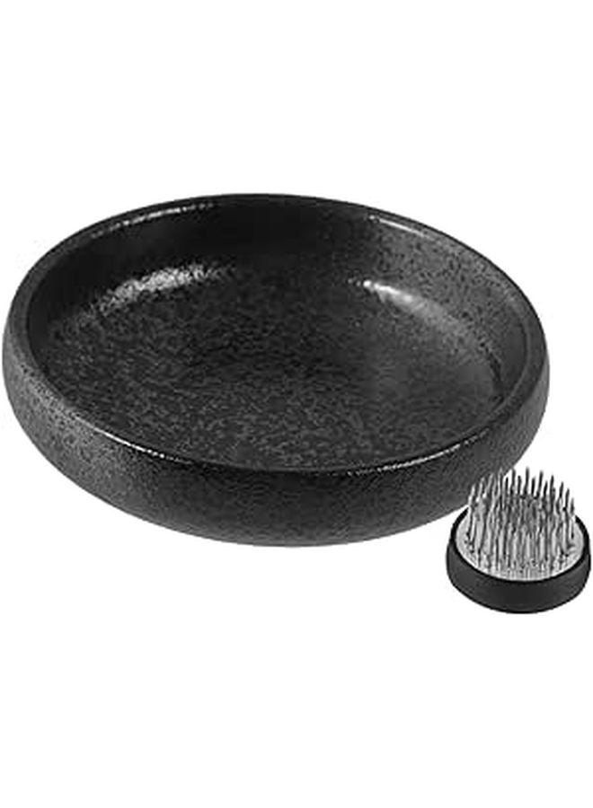 Vintage Flower Plate with Kenzan Pin Holder Floral Arrangement Tool Set for Easy Fixation - Image 1