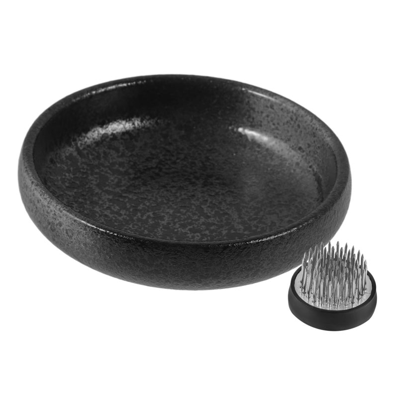 Vintage Flower Plate with Kenzan Pin Holder Floral Arrangement Tool Set for Easy Fixation - Image 2