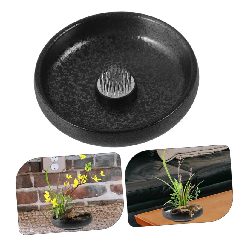 Vintage Flower Plate with Kenzan Pin Holder Floral Arrangement Tool Set for Easy Fixation - Image 4