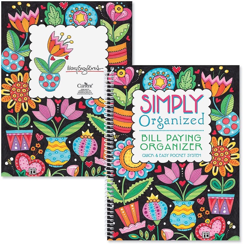 Current Mary Engelbreit Bill Paying Organizer Book - 9" x 12” Personal Account Book, Spiral Bound, 14 Storage Pockets, 32 Label Stickers, Monthly Finance & Payment Management Tracker for Home & Office - Image 4