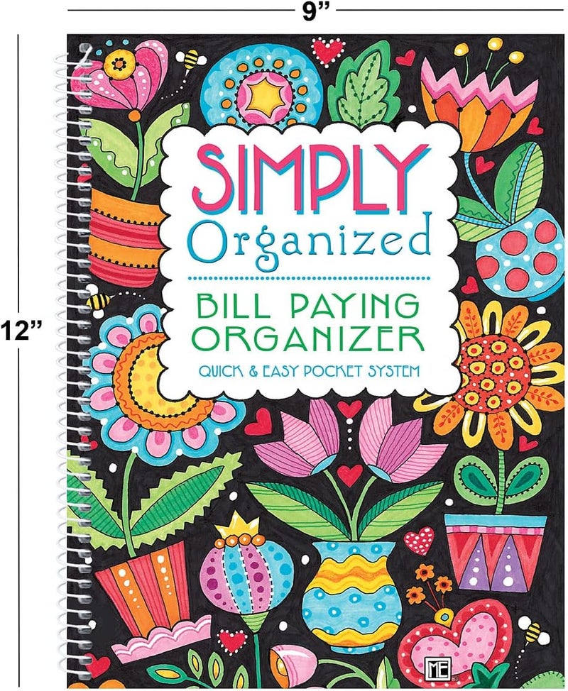 Current Mary Engelbreit Bill Paying Organizer Book - 9" x 12” Personal Account Book, Spiral Bound, 14 Storage Pockets, 32 Label Stickers, Monthly Finance & Payment Management Tracker for Home & Office - Image 3