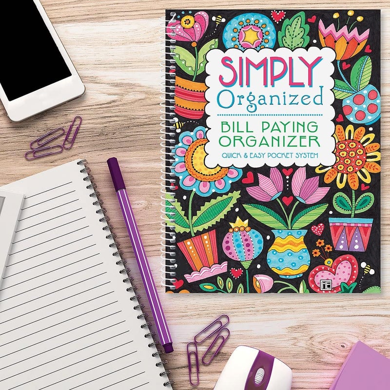 Current Mary Engelbreit Bill Paying Organizer Book - 9" x 12” Personal Account Book, Spiral Bound, 14 Storage Pockets, 32 Label Stickers, Monthly Finance & Payment Management Tracker for Home & Office - Image 5