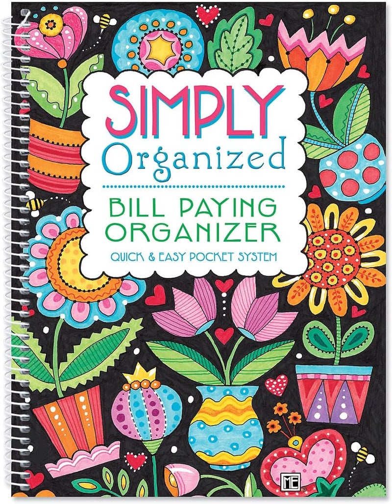 Current Mary Engelbreit Bill Paying Organizer Book - 9" x 12” Personal Account Book, Spiral Bound, 14 Storage Pockets, 32 Label Stickers, Monthly Finance & Payment Management Tracker for Home & Office - Image 1