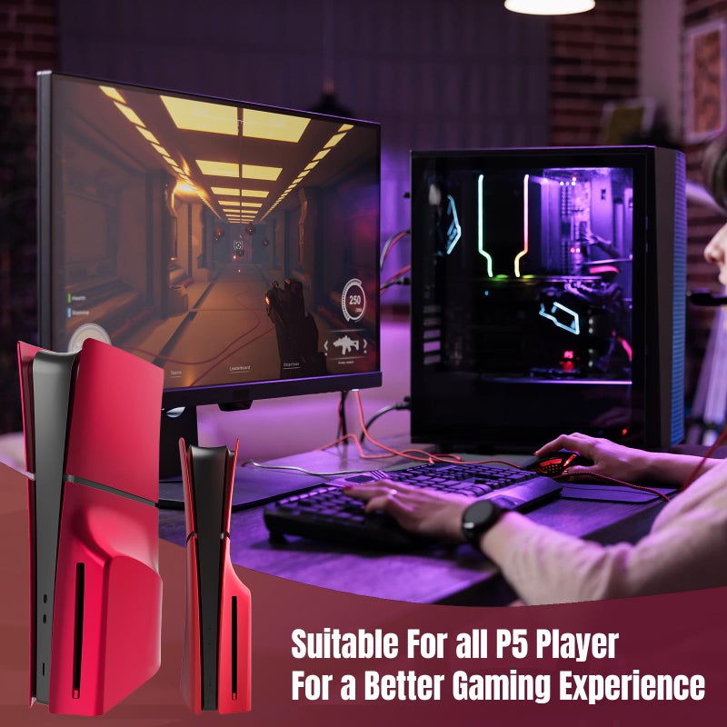 PEYANZ Faceplate Cover Compatible with PlayStation 5 Slim (Disc Edition) - Protective ABS Shell, Scratch-Resistant Matte Surface, Includes 2 Silicone Covers - Image 3