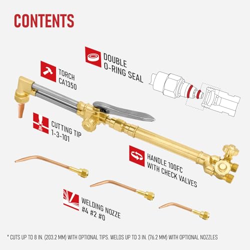 RX WELD Medium Duty Oxy Acetylene Torch Kit with Check Valves - Cutting, Welding & Brazing Tool Set (CGA540/CGA510) - Image 4