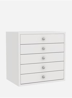 RIGID Wooden 5 Drawer Chest Wardrobe White 66x67x45cm  - Image 2