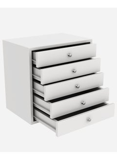 RIGID Wooden 5 Drawer Chest Wardrobe White 66x67x45cm  - Image 4