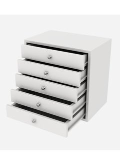 RIGID Wooden 5 Drawer Chest Wardrobe White 66x67x45cm  - Image 5