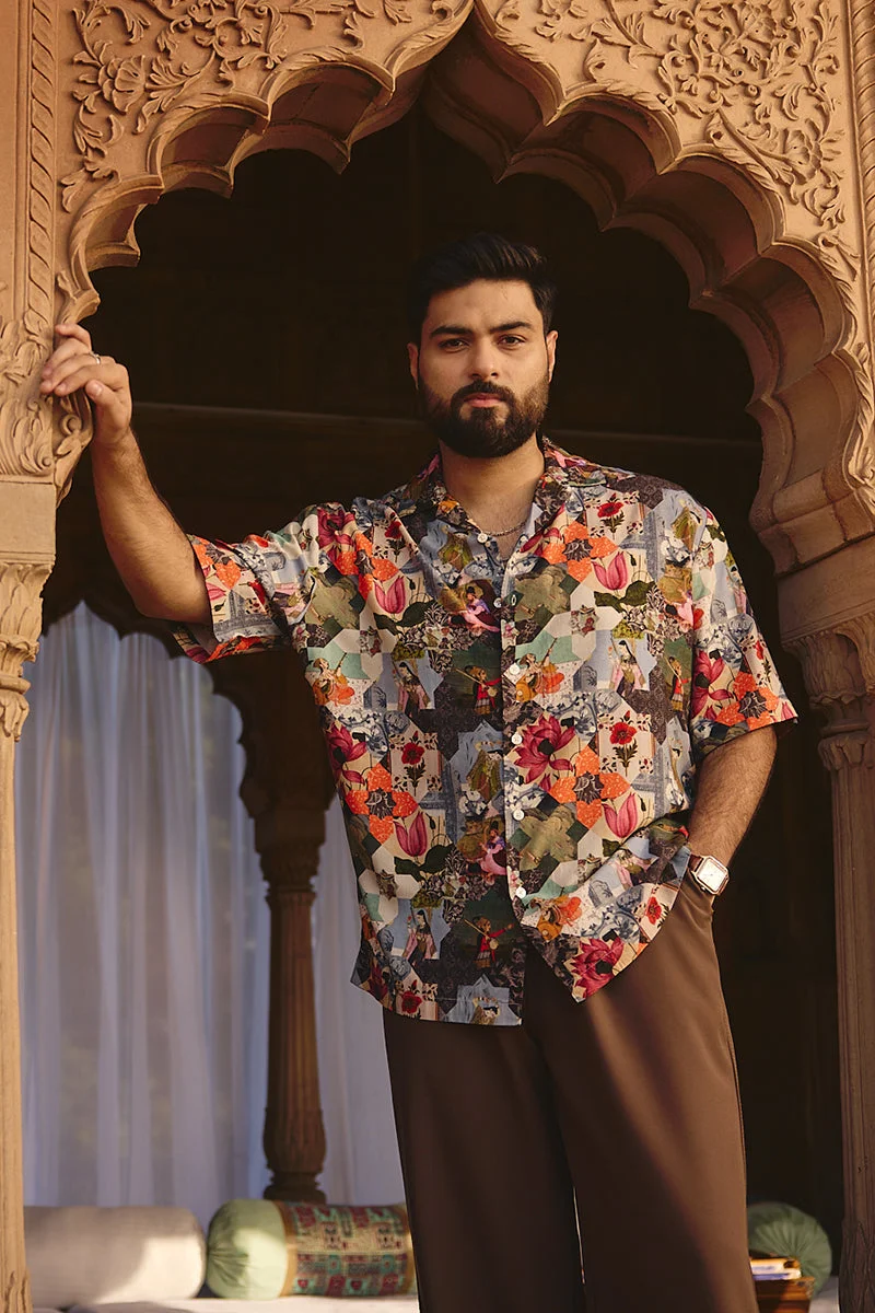 سنيتش Multicolour Floral Half Sleeve Relaxed Shirt