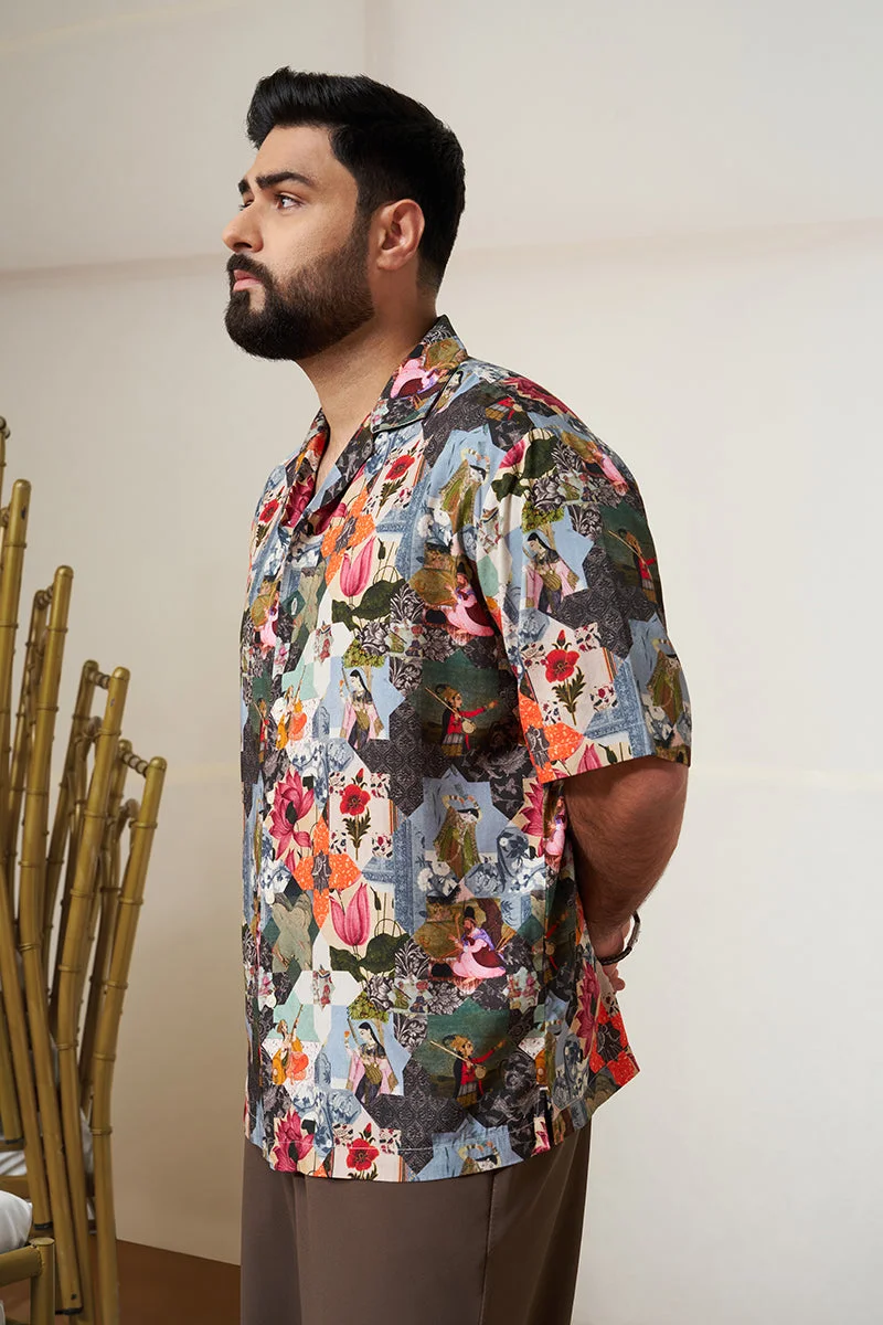 سنيتش Multicolour Floral Half Sleeve Relaxed Shirt