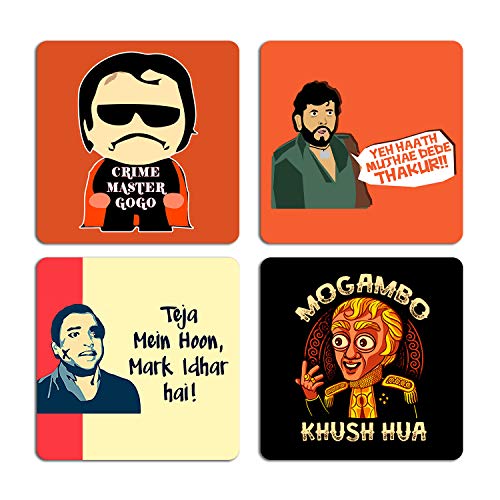 ASHVAH Funny Bollywood Villains Quirky Quotes Printed Tea Coaster Set COMBO-19 - Image 1