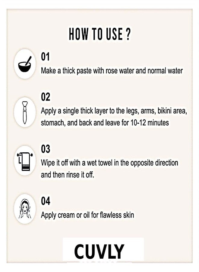 CUVLY Wax Powder Wax For Women Natural Wax Powder - 100g Instant Hair Remover All Hair & Skin Types Hands, Legs, Underarms, Bikini Area |Hair Removal Powder (ROSE WAX POWDER) - Image 3