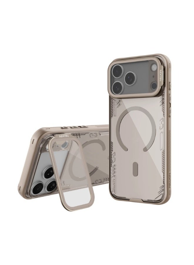 general Magnetic Protective Case Compatible with iPhone 17 Pro 6.3-inch 2025, Semi-Transparent Case with Hidden Stand and Camera Cover