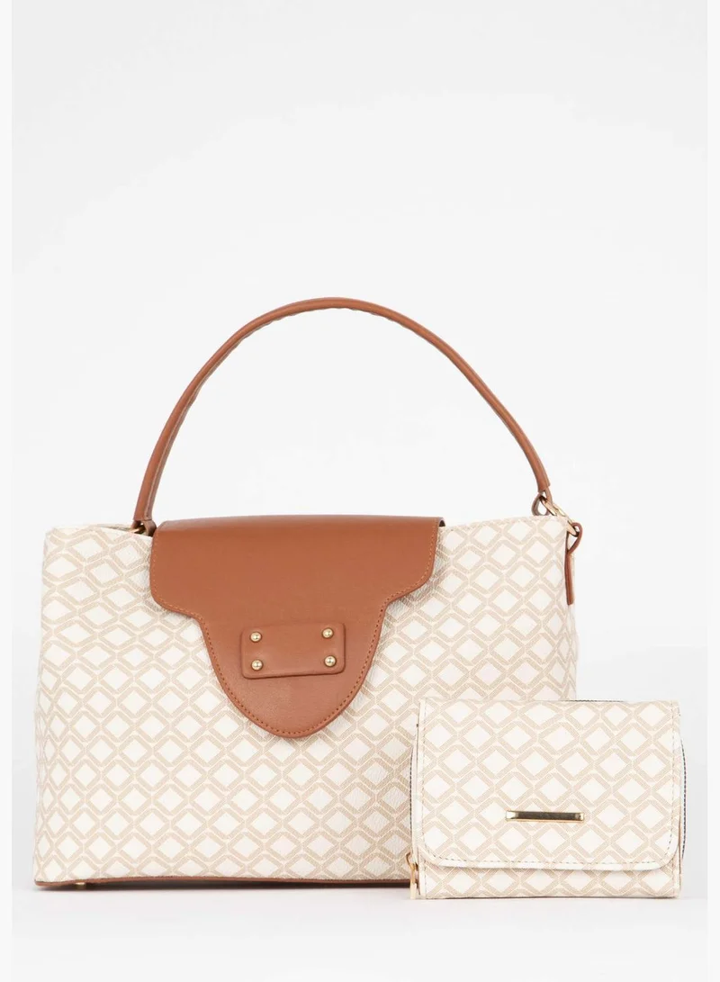 ديفاكتو Faux Leather Polka Dot Print Big Handbag & Wallet