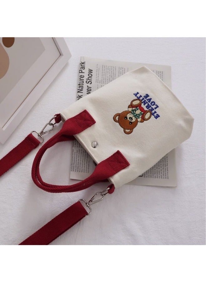 Love Canvas Bag For Women, Versatile For Students, Can Be Worn Diagonally, As A Phone Bag, Handbag, Or Carried For Outings As A Small Satchel. - Image 4