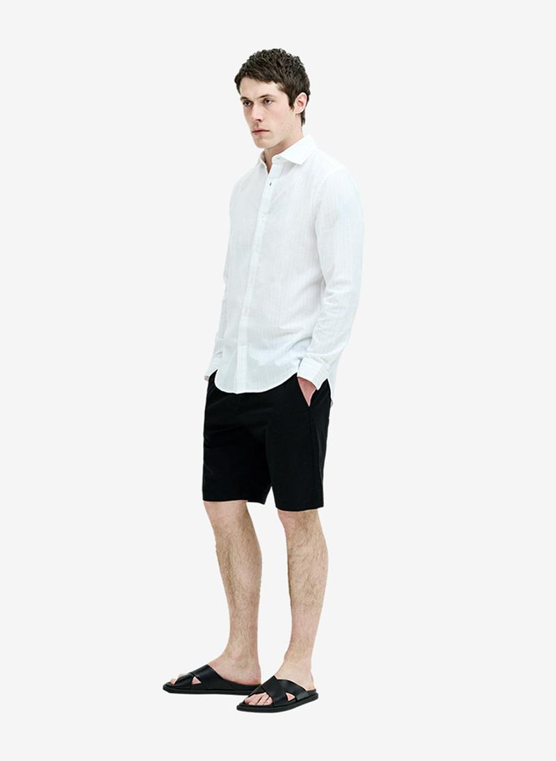 French Connection Men's White Ls Seersucker Pinstripe Shirt - Image 4