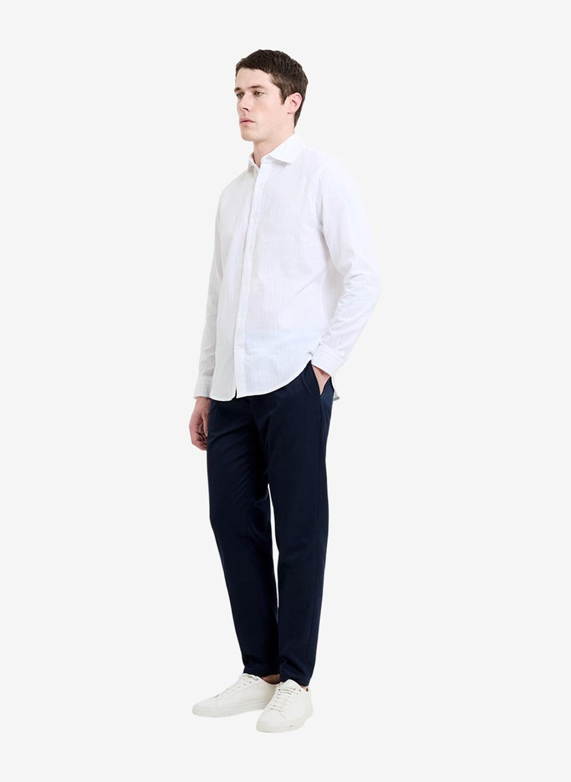 French Connection Men's White Ls Seersucker Pinstripe Shirt - Image 3