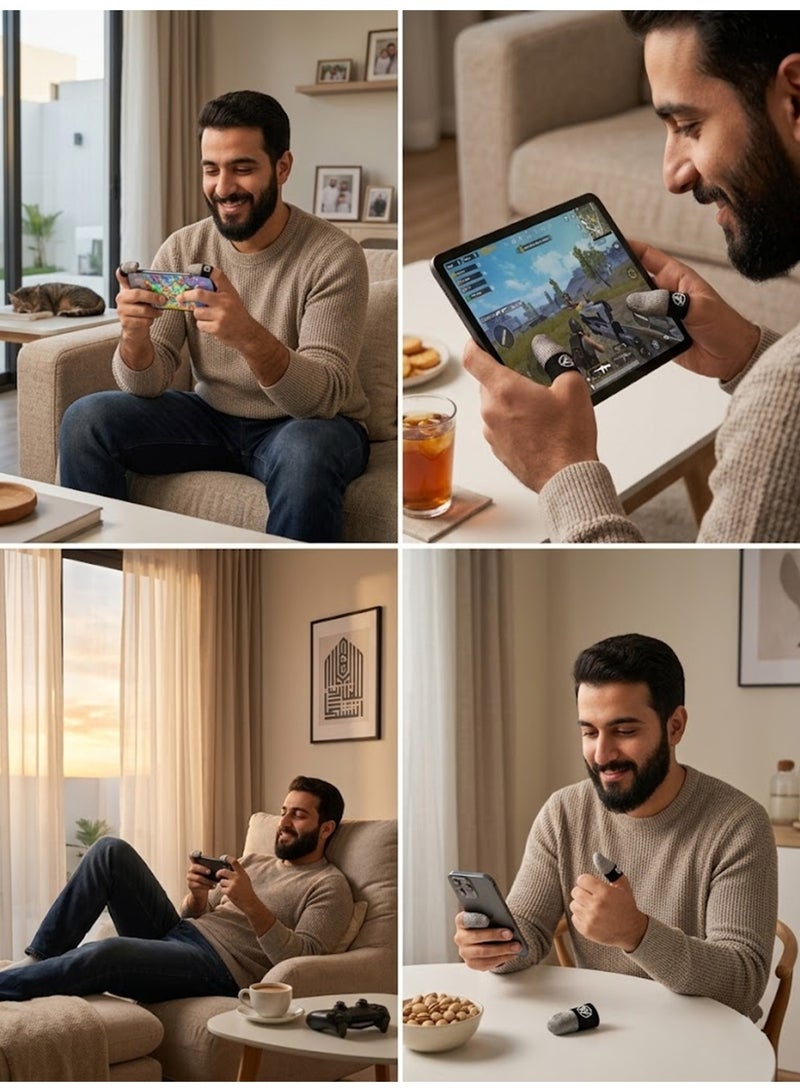 جوي فوكس زوجان من أغطية أصابع شاشة اللمس لألعاب الهاتف المحمول، فائقة الحساسية، سهلة الاستخدام، تمتص العرق، عديمة الرائحة، تسمح بمرور الهواء، بدون خياطة، مثالية للعبة ببجي وغيرها الكثير. - Image 2
