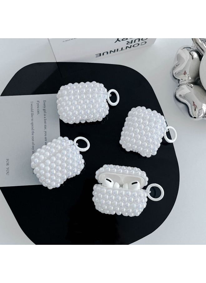 Generic - White Pearl Suitable For Apple Pro2 Earphone Case Laser Beads Diamond Airpods 4 Generation Protective Cover-Color:White Pearl Earphone Case-Applicable Models:Airpods 3rd Generation - Image 1
